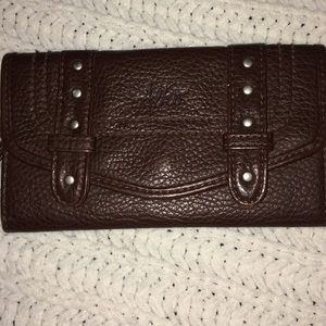 Faux leather wristlet (dark brown)